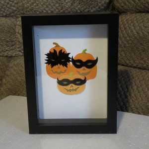 Halloween Whimsical Shadow Box Pumpkins with Mask Wall Hanging Décor Seasons